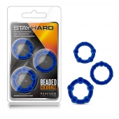 Набор из 3 синих эрекционных колец Stay Hard Beaded Cockrings - Blush Novelties - в Мурманске купить с доставкой