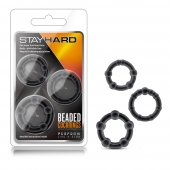 Набор из 3 чёрных эрекционных колец Stay Hard Beaded Cockrings - Blush Novelties - в Мурманске купить с доставкой