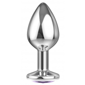 Малая серебристая анальная пробка Diamond Purple Sparkle Small с фиолетовым кристаллом - 7 см. - Lola Games - купить с доставкой в Мурманске