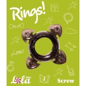 Чёрное эрекционное кольцо Rings Screw - Lola Games - в Мурманске купить с доставкой