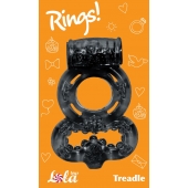 Чёрное эрекционное кольцо Rings Treadle с подхватом - Lola Games - в Мурманске купить с доставкой