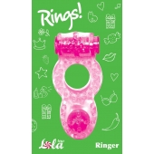 Розовое эрекционное кольцо с вибрацией Rings Ringer - Lola Games - в Мурманске купить с доставкой