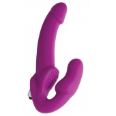 Ярко-розовый безремневой вибрострапон Evoke Vibrating Strapless Silicone Strap-on Dildo - XR Brands - купить с доставкой в Мурманске