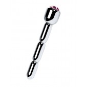 Серебристый уретральный плаг со стразом - 7 см. - ToyFa - купить с доставкой в Мурманске