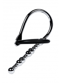 Серебристый уретральный плаг-бусины TOYFA Metal с мягким фиксириющим кольцом - ToyFa - купить с доставкой в Мурманске