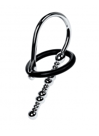 Серебристый уретральный плаг-бусины TOYFA Metal с мягким фиксириющим кольцом - ToyFa - купить с доставкой в Мурманске