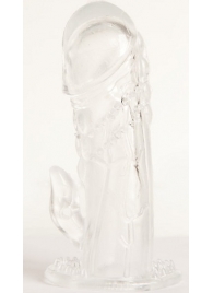 Прозрачная гелевая насадка с клиторальным отростком - 13 см. - Toyfa Basic - в Мурманске купить с доставкой