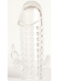 Гелевая прозрачная насадка с 2 отростками - 13 см. - Toyfa Basic - в Мурманске купить с доставкой