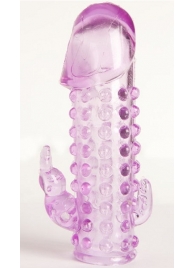 Закрытая фиолетовая насадка с 2 отростками - 13 см. - Toyfa Basic - в Мурманске купить с доставкой