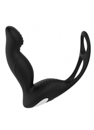 Черный вибромассажер простаты P-PLEASER W ERECTION ENHANCE - Dream Toys - в Мурманске купить с доставкой