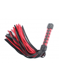 Черно-красная клеть с плетеной ручкой с ромбовидным узором - 45 см. - БДСМ Арсенал - купить с доставкой в Мурманске