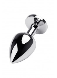 Серебристая коническая анальная пробка с красным кристаллом - 8 см. - ToyFa - купить с доставкой в Мурманске