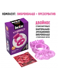 Розовое эрекционное виброкольцо Luxe VIBRO  Бархатный молот  + презерватив - Luxe - в Мурманске купить с доставкой