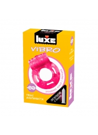 Розовое эрекционное виброкольцо Luxe VIBRO  Ужас Альпиниста  + презерватив - Luxe - в Мурманске купить с доставкой