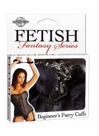 Меховые чёрные наручники Beginner s Furry Cuffs - Pipedream - купить с доставкой в Мурманске