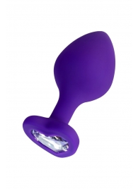 Фиолетовая анальная втулка Diamond Heart с прозрачным кристаллом - 8 см. - ToyFa - купить с доставкой в Мурманске