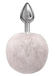 Серебристая анальная пробка с белым пушистым хвостиком Twinkle - Lola Games - купить с доставкой в Мурманске