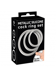 Набор из 3 эрекционных колец под металл Metallic Silicone Cock Ring Set - Orion - в Мурманске купить с доставкой