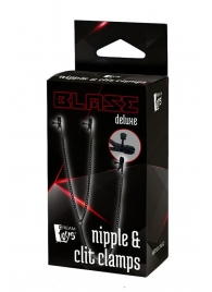 Черные зажимы на соски и клитор на цепочке DELUXE NIPPLE   CLIT CLAMPS - Dream Toys - купить с доставкой в Мурманске