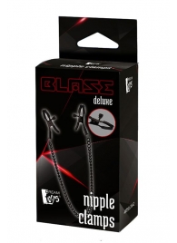 Черные зажимы на соски на цепочке BLAZE DELUXE NIPPLE CLAMPS - Dream Toys - купить с доставкой в Мурманске