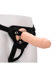 Черные трусики с телесной насадкой STRAP ON REAL DILDO - 21 см. - Dream Toys - купить с доставкой в Мурманске