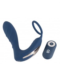 Синий вибростимулятор простаты с кольцом - 14,5 см. - Orion - в Мурманске купить с доставкой