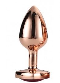 Золотистая анальная втулка с кристаллом-сердечком розового цвета - 7,1 см. - Dream Toys - купить с доставкой в Мурманске