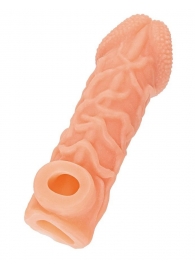 Телесная закрытая насадка с венками Cock Sleeve Size S - 13,8 см. - KOKOS - в Мурманске купить с доставкой