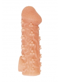 Телесная закрытая насадка с пучками шишечек Cock Sleeve Size S - 13,8 см. - KOKOS - в Мурманске купить с доставкой