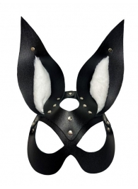 Черная маска зайки с белым мехом на ушках Miss Bunny - БДСМ Арсенал - купить с доставкой в Мурманске