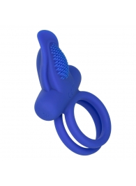 Синее перезаряжаемое эрекционное кольцо Silicone Rechargeable Dual Pleaser Enhancer - California Exotic Novelties - в Мурманске купить с доставкой