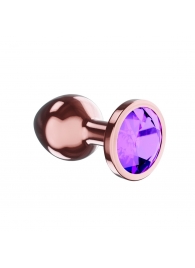 Пробка цвета розового золота с фиолетовым кристаллом Diamond Amethyst Shine S - 7,2 см. - Lola Games - купить с доставкой в Мурманске