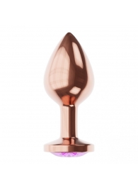 Пробка цвета розового золота с фиолетовым кристаллом Diamond Amethyst Shine S - 7,2 см. - Lola Games - купить с доставкой в Мурманске