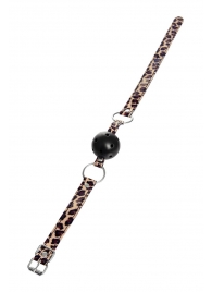 Черный кляп-шар на леопардовых ремешках Anonymo - ToyFa - купить с доставкой в Мурманске