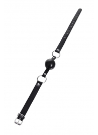 Черный кляп-шар на кожаных ремешках Anonymo - ToyFa - купить с доставкой в Мурманске