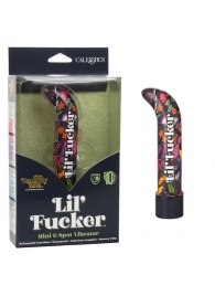 Черный мини-вибратор с цветочным принтом Lil Fucker Mini G-Spot Vibrator - 12,75 см. - California Exotic Novelties