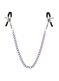 Зажимы для сосков с фиолетовой цепочкой Sweet Caress Nipple Chain - Sweet Caress - купить с доставкой в Мурманске