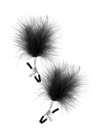 Зажимы на соски с черными пуховыми кисточками Sweet Caress Feather Nipple Clumps - Sweet Caress - купить с доставкой в Мурманске