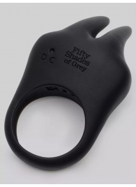 Черное эрекционное виброкольцо Sensation Rechargeable Vibrating Rabbit Love Ring - Fifty Shades of Grey - в Мурманске купить с доставкой