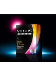 Цветные ароматизированные презервативы VITALIS PREMIUM color   flavor - 3 шт. - Vitalis - купить с доставкой в Мурманске