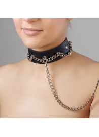 Чёрный ошейник из натуральной кожи - Sitabella - купить с доставкой в Мурманске