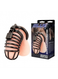 Черная металлическая клетка с замком Deluxe Chastity Cage - BlueLine - купить с доставкой в Мурманске