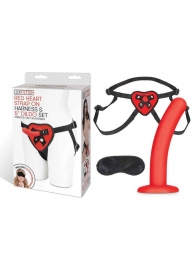 Красный поясной фаллоимитатор Red Heart Strap on Harness   5in Dildo Set - 12,25 см. - Lux Fetish - купить с доставкой в Мурманске