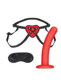 Красный поясной фаллоимитатор Red Heart Strap on Harness   5in Dildo Set - 12,25 см. - Lux Fetish - купить с доставкой в Мурманске