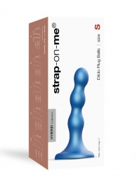 Голубая насадка Strap-On-Me Dildo Plug Balls size S - Strap-on-me - купить с доставкой в Мурманске