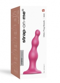 Розовая насадка Strap-On-Me Dildo Plug Beads size S - Strap-on-me - купить с доставкой в Мурманске