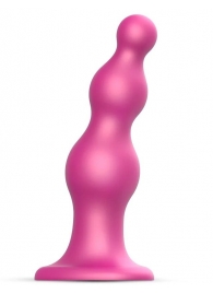 Розовая насадка Strap-On-Me Dildo Plug Beads size S - Strap-on-me - купить с доставкой в Мурманске