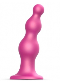 Розовая насадка Strap-On-Me Dildo Plug Beads size L - Strap-on-me - купить с доставкой в Мурманске