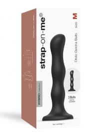 Черная насадка Strap-On-Me Dildo Geisha Balls size M - Strap-on-me - купить с доставкой в Мурманске