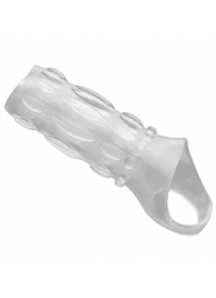 Насадка на пенис с кольцом для мошонки Clear Sensations Enhancer Sex Sleeve - 11,5 см. - XR Brands - в Мурманске купить с доставкой